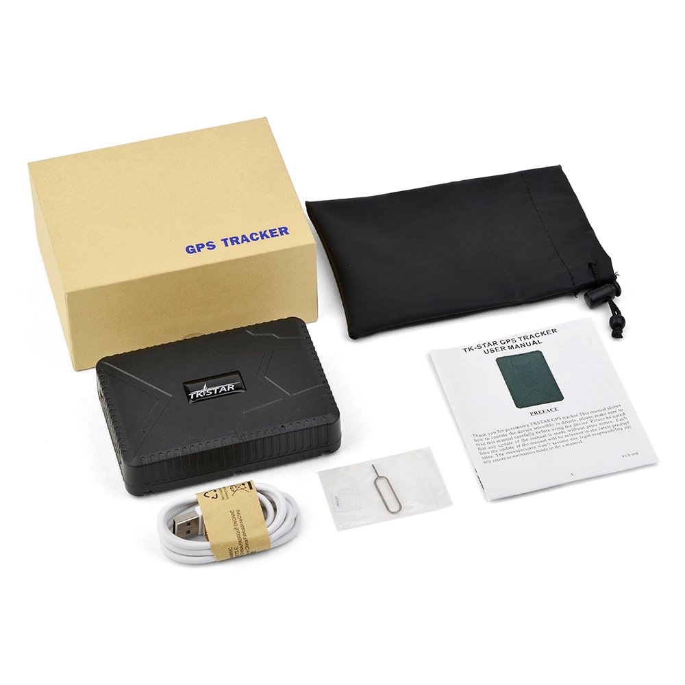 Juneo Tkstar Real Time Tracking System GPS Tracker per veicoli – spia//nascosta segreta/Covert – free Tracking Platform 10000 mAh 4 mesi standby waterproof-black TK915