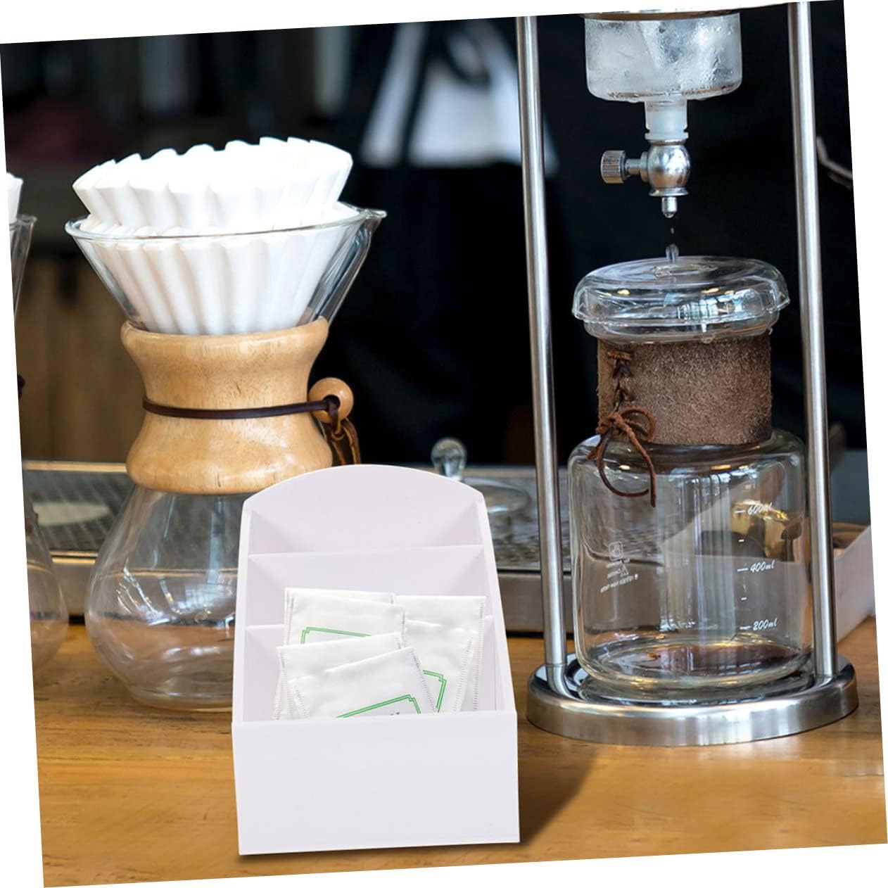 Zerodeko 2Pcs Coffee Organizer for Sugar and Tea Bags Desktop Storage Holder for Coffee Station Decor Condiment Tray for Kitchen and Office Use