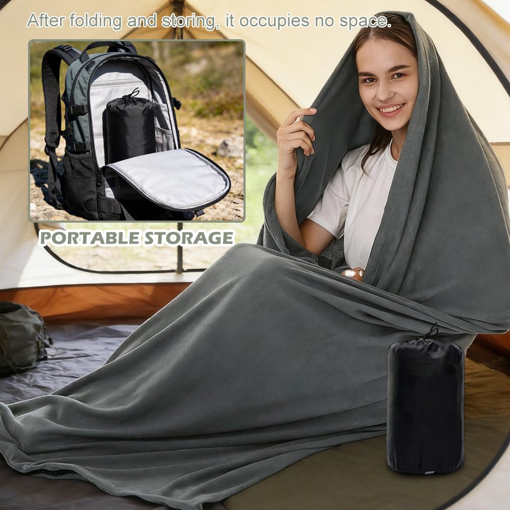 Saco de dormir para cabaña de algodón y ultraligero – 180 x 80 cm saco de dormir compacto de forro polar interior, saco de dormir ligero para camping, senderismo, hostal y al aire libre