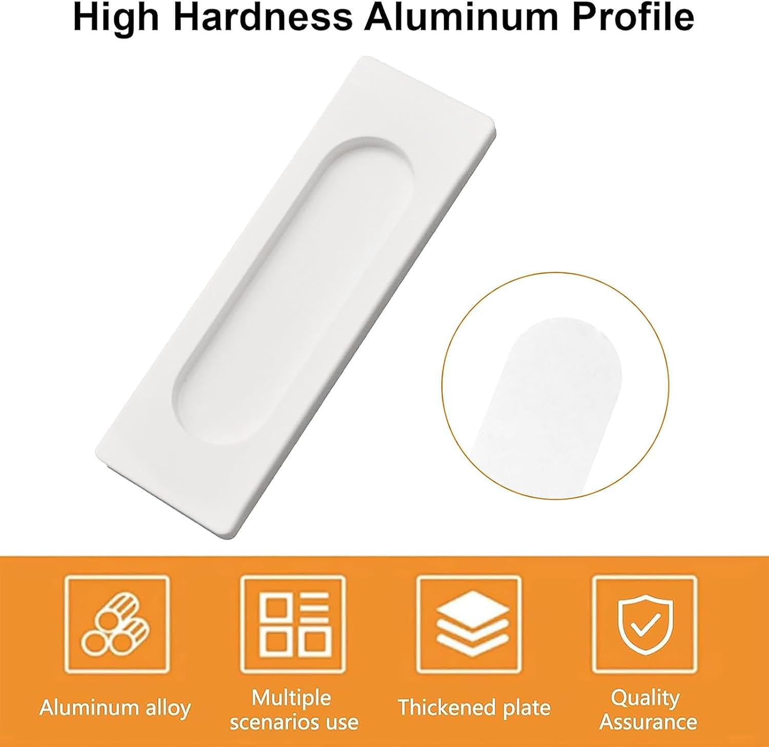 MOROBOR Self-Stick Rectangular Sliding Door Pulls, 12pcs Aluminum Alloy Hidden Recessed Pull Handle for Sliding Barn Door, Closet,Cabinet,Drawers (White, 100mm)