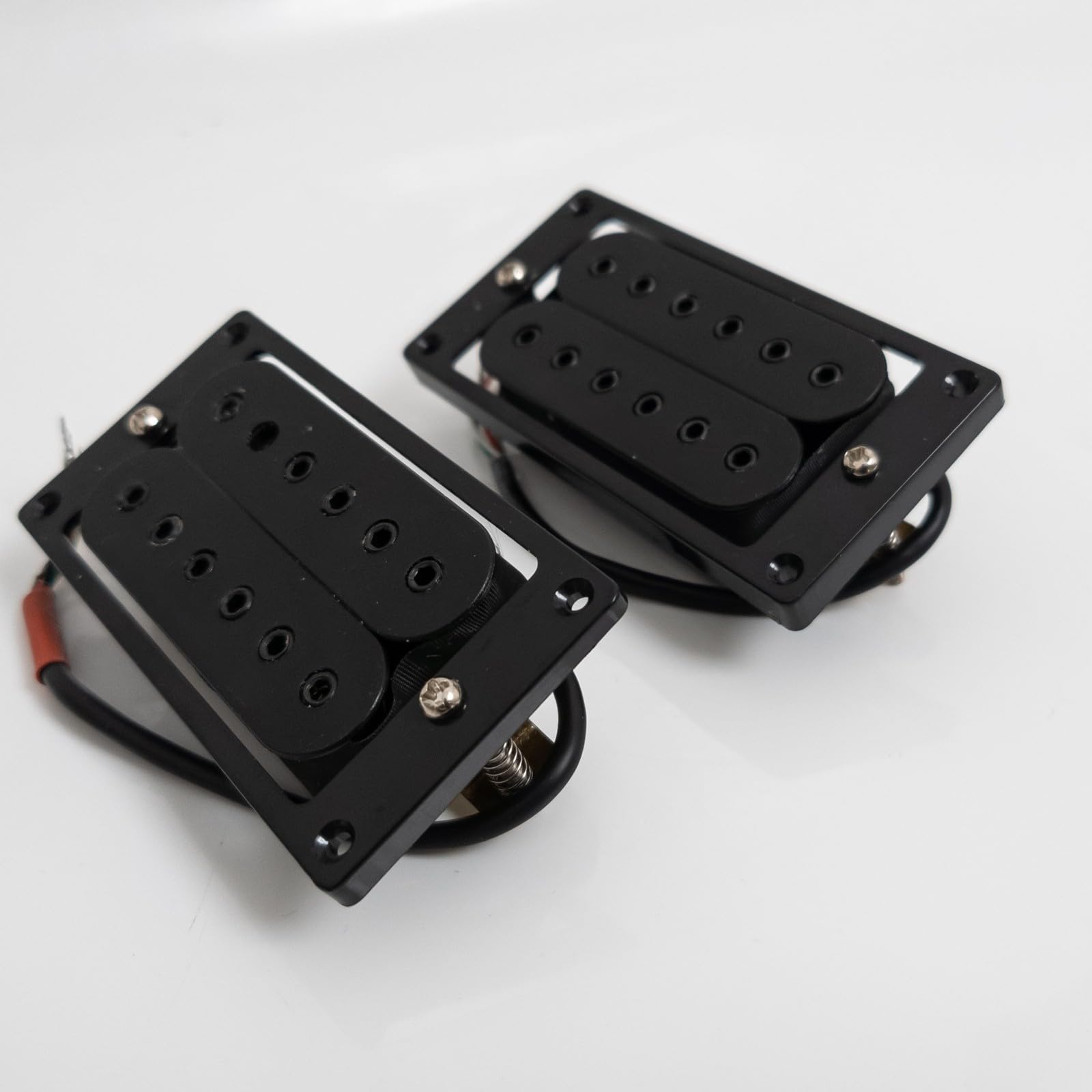 Humbucker-Tonabnehmer-Set für Gibson LP SG Gitarre, warmer 7,5 K Hals + kräftiger 15 K Steg-Keramik-Magnet, kompatibles Upgrade für E-Gitarre, 1 V1T Verkabelung (Schwarz – BK 1V1T Kabelbaum-Set)