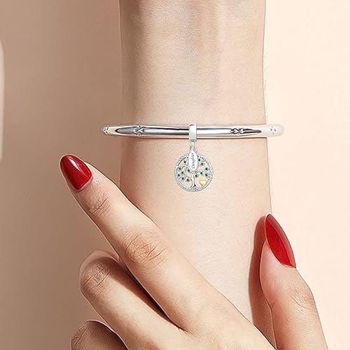 Miniatura 6 de KunBead Dije colgante de árbol genealógico de la familia para siempre, dije de corazón dorado compatible con pulseras Pandora, collar de regalo para