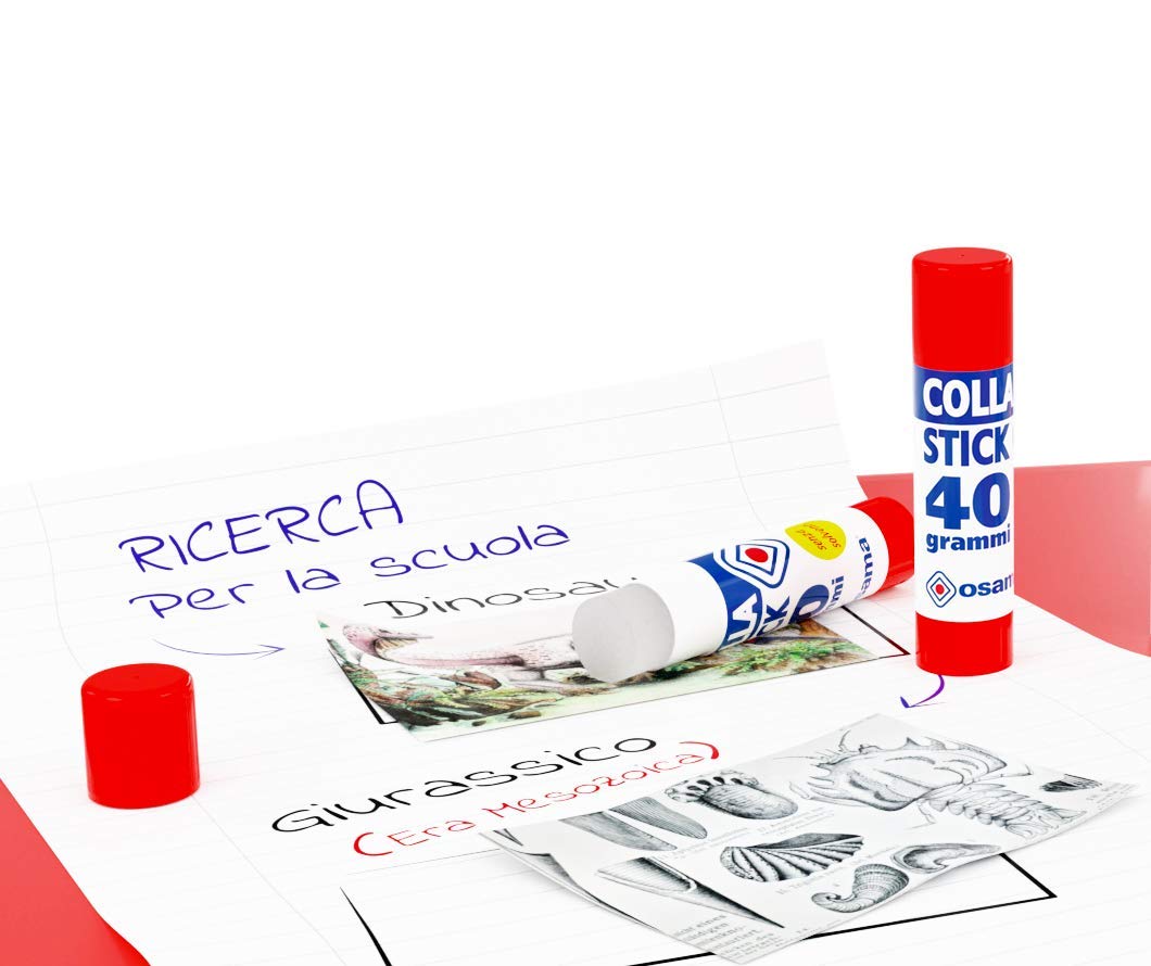 OSAMA - Colla Stick Extra Forte, Box da 10 Pezzi, 40 gr - Set Colle Stick Ideale per Cancelleria Scuola, Ufficio e Università - Scorrevole, Resistente e Adatta ai Bambini, Formula Classica
