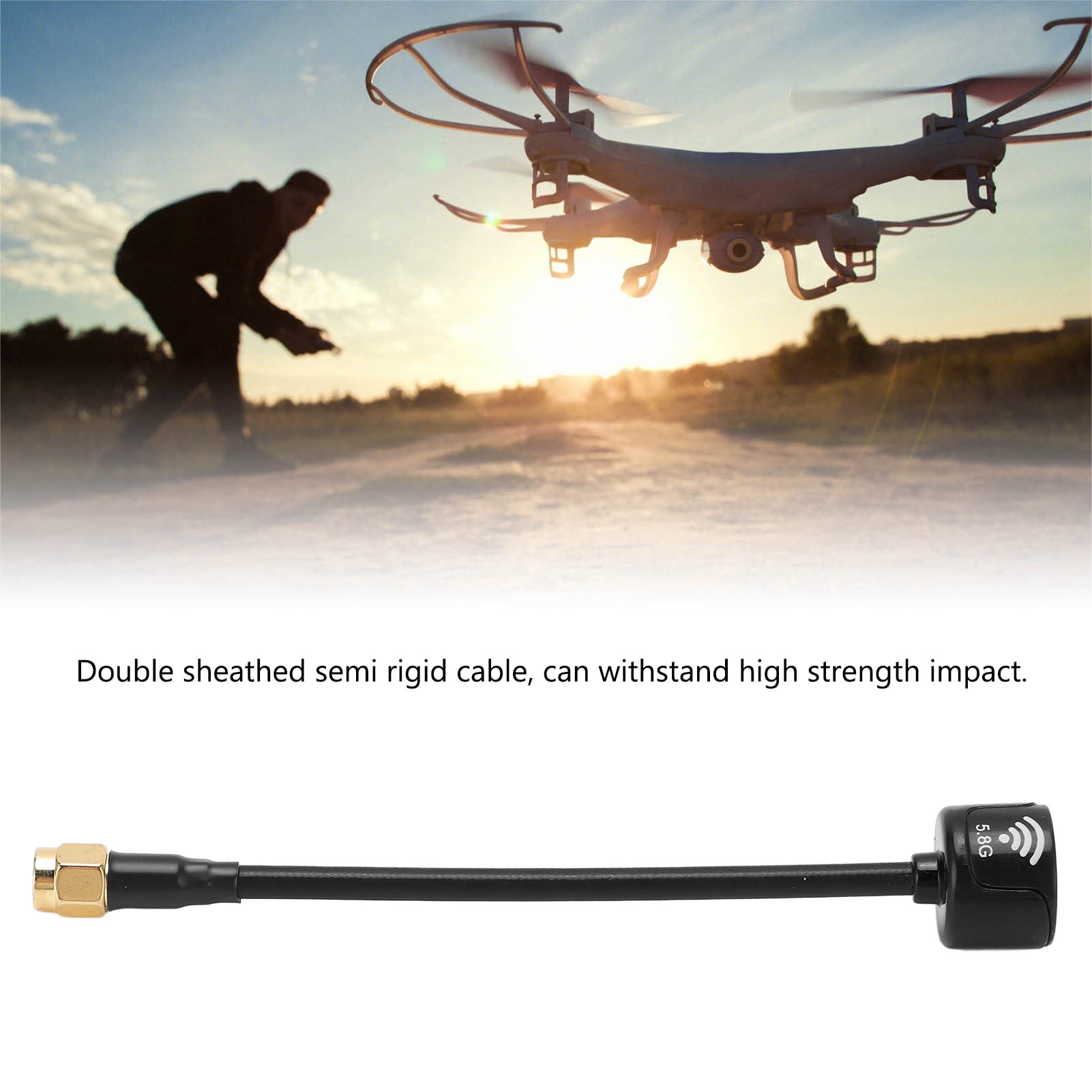 Antenna da 125 Mm 5,8 GHz 2,5 Dbi per Telecomando FPV Drone Antenna RHCP Resistente Agli Urti (Nero)