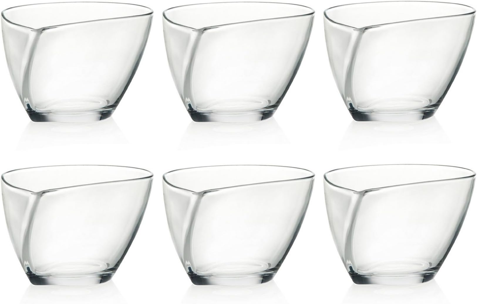 6 x RCR Crystal Glass Happy Dessert Bowls Boxed Set Dishwasher, Fruit, Savoury Snacks and Ice Cream Crystal Glass Bowls - Made in Italy