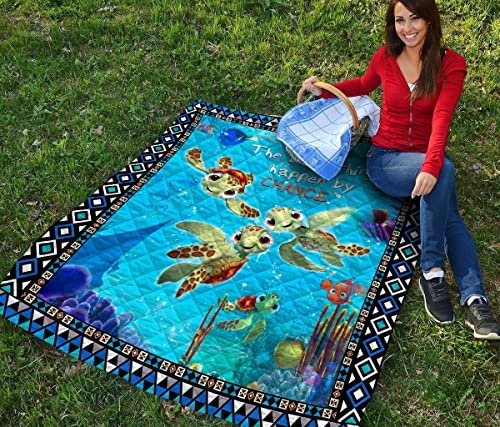 Finding Nemo Turtle Quilt Blanket Personalized Quilt Bed Set (Single, Throw, Twin, Queen, King, Super King Size) Quilt Blanket Bedding Set, Meaningful Gift for Family, Kid, Parent DDX921