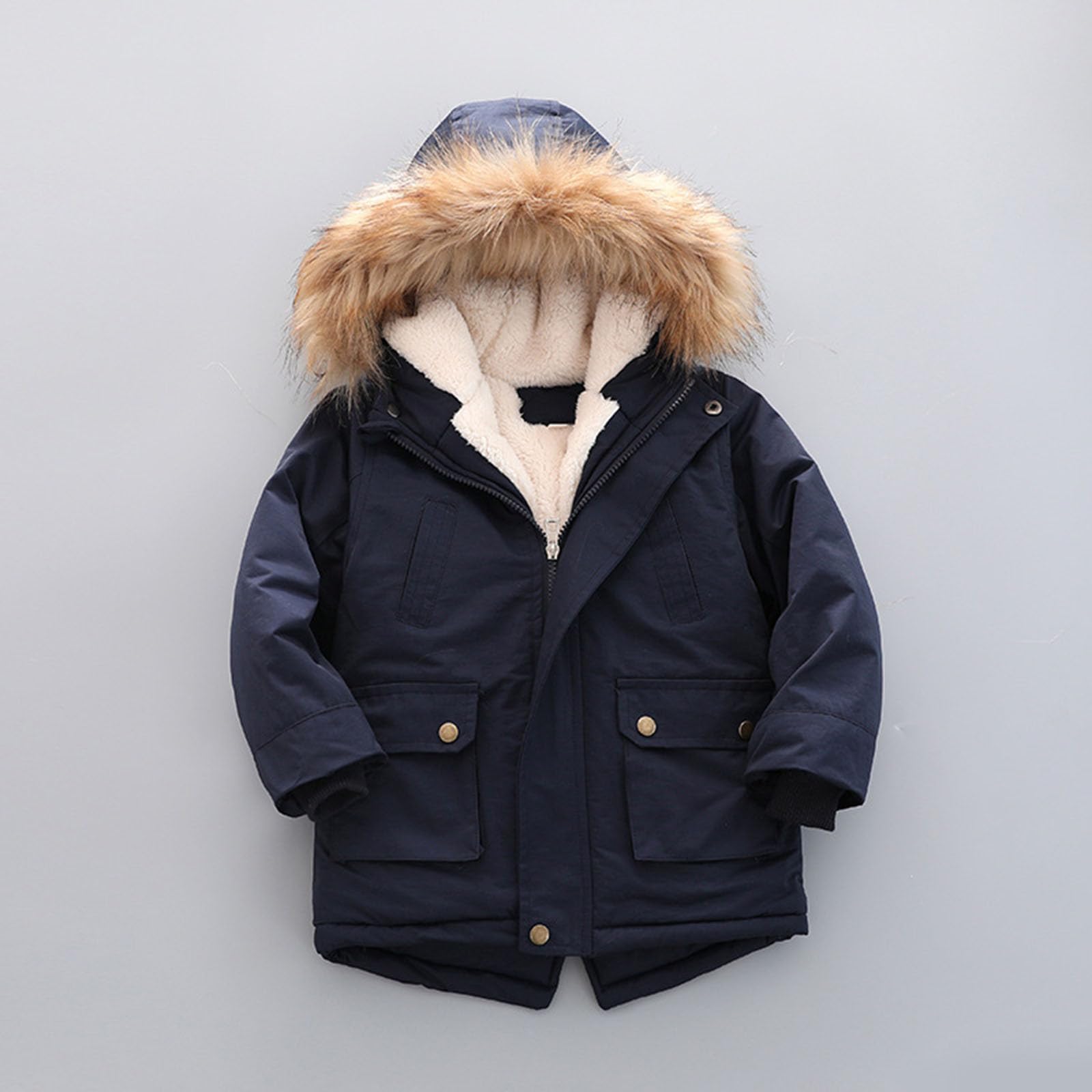 Winterjacke Jungen Daunenjacke Kinder Baumwolle Mantel Classic Wintermantel Casual Jacken Reißverschluss Puffer Jacket Coole Kapuzenjacke Thermal Daunenmantel Mode Outdoorjacke Thermojacke
