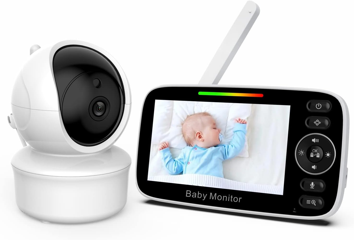 Baby Monitor, 4.3" HD Large Screen Baby Monitor with 2-way Talk, Baby Monitor with Camera and Audio, Night Vison, Temperature, Feeding Reminder, 8 Lullabies, ECO Mode,960ft Long Range