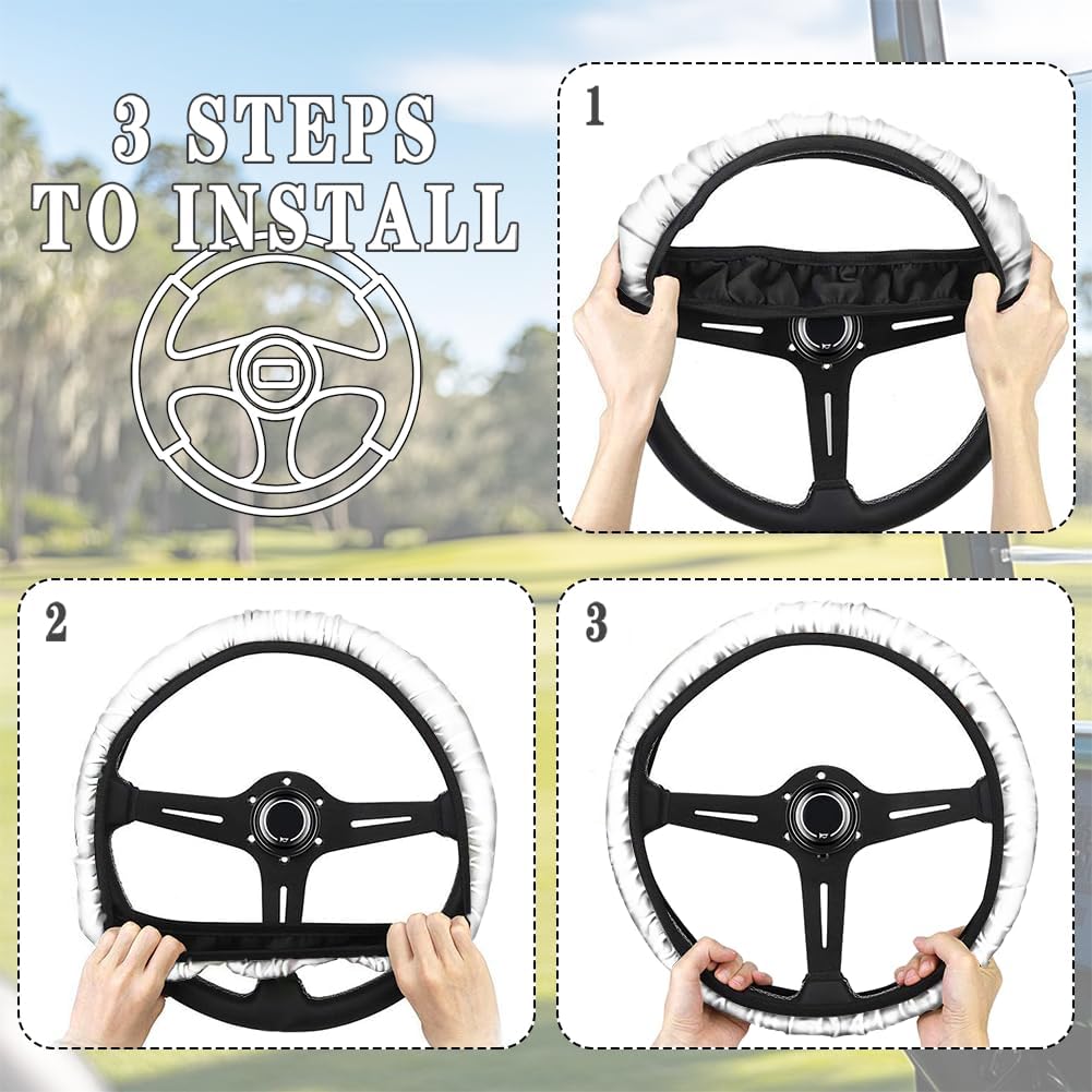 Beach Golf Cart Seat Covers 2 Pack with Steering Wheel Cover Starfish Golf Cart Seat Towel Blanket Conch Steering Wheel Cover Protector for All Club Cars and More 2-Seats Cart