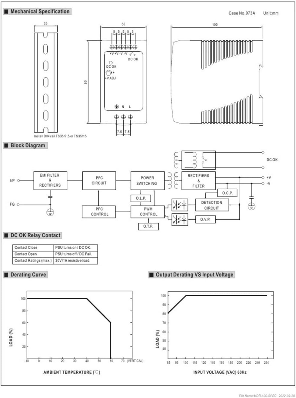 MDR-100 MDR-100-12 MDR-100-24 MDR-100-48 MDR 100 96W(MDR-100-24V)
