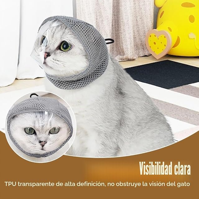 Foto 6 de 7 de Bozal para Gatos, bozal antimordeduras para Gatos, bozales Ajustables y Transpirables para atrapar mordeduras