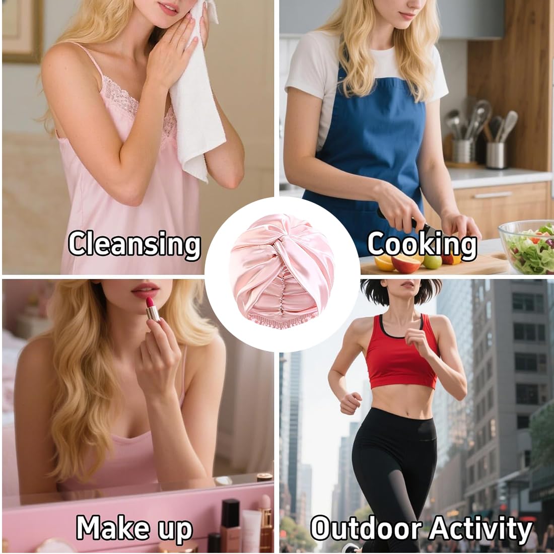 Cuffia Seta Capelli Notte, Cuffia Capelli Ricci Notte, Cuffia in Seta per Capelli Ricci, Silk Bonnet, Cuffia di Seta per Dormire, Cuffia da Notte per Capelli Ricci Lunghi Locs, Rosa