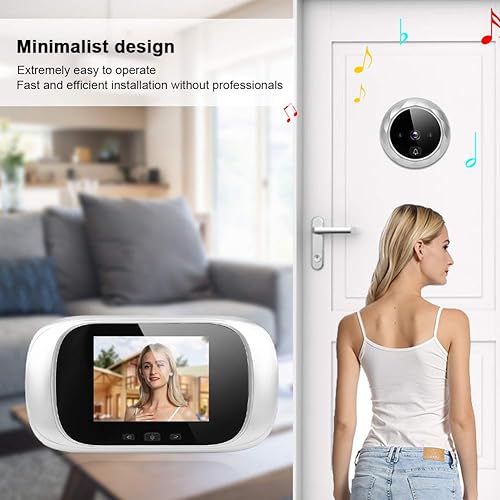 Miniatura 2 de Mirilla digital inalámbrica de 2.8 pulgadas, pantalla LCD de visión nocturna IR con sistema de seguridad para el hogar (plata)