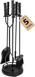 AMAGABELI GARDEN & HOME 5 Pieces Fireplace Tools Sets Wrought Iron Indoo...