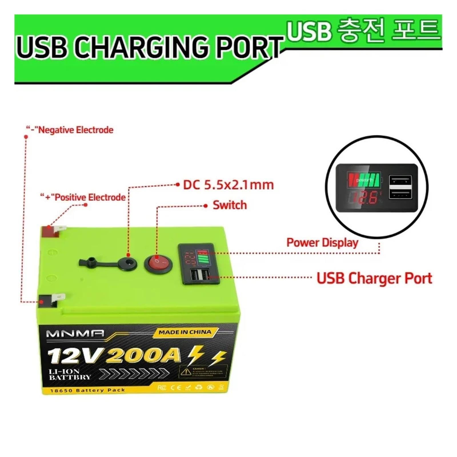 Batteria solare LiFePO4 da 12 V 200 Ah, ricaricabile a ciclo profondo