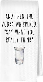 Vodka Gifts Kitchen Towels - Funny Vodka Gift Waffle Decorative Dish Towels, Bar Hand Towel for Bartender, Hostess Gifts Tea Towel, 16×24 Inches