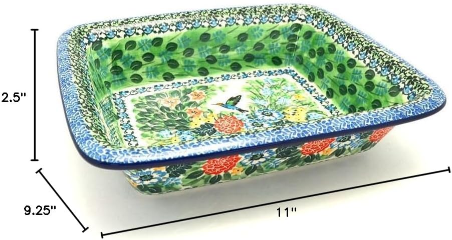 Polish Pottery Rectangular Baker with Rim (9 x 11) - Unikat Signature - U3271