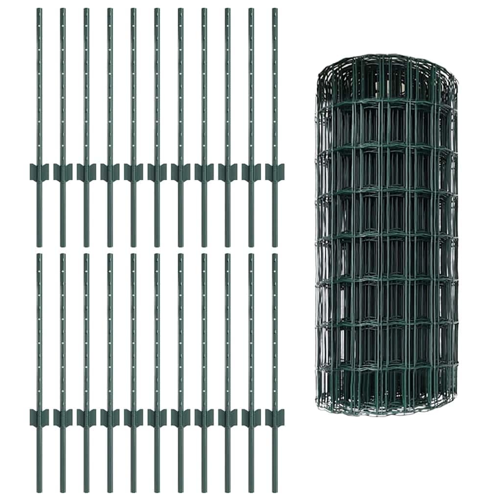 Set di pannelli per recinzione con pali verdi, set moderno per recinzione da giardino e terrazza, pannelli verniciati a polvere, design personalizzabile per composizioni creative all'aperto