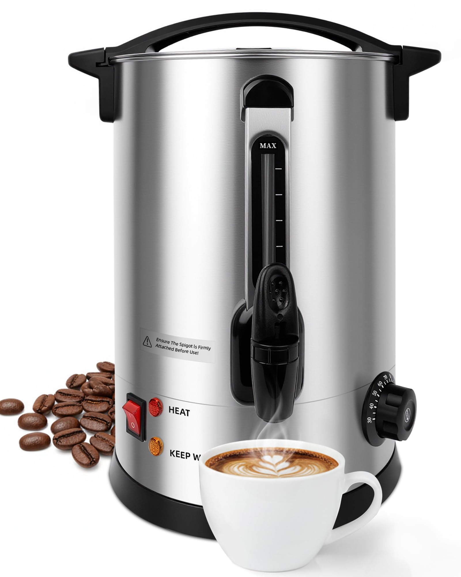 Photo 1 of Xeoca Commercial Coffee Urn, 100 Cup Coffee Maker and Hot Water Urn, 1500W Fast-Brewing Percolator for Business, Parties, Catering, and Large Gatherings (100 Cups)