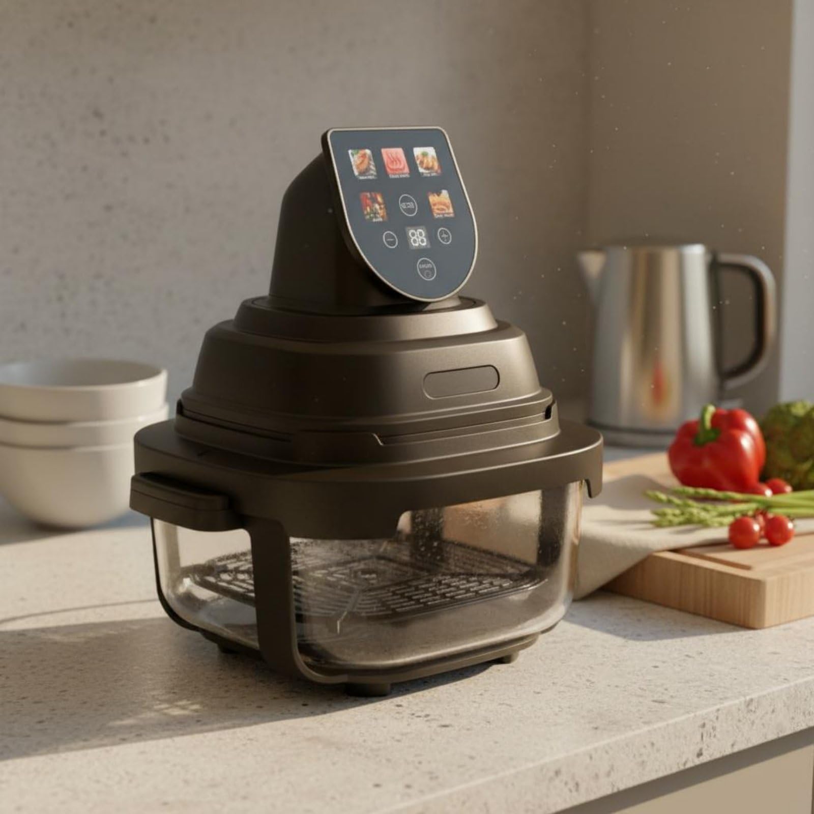 Friggitrice Ad Friggitrice Senza Olio Forno Ad Calda Forno da Banco con Corpo in Vetro Vetro Borosilicato Tubo di Riscaldamento Efficiente Meno Olio