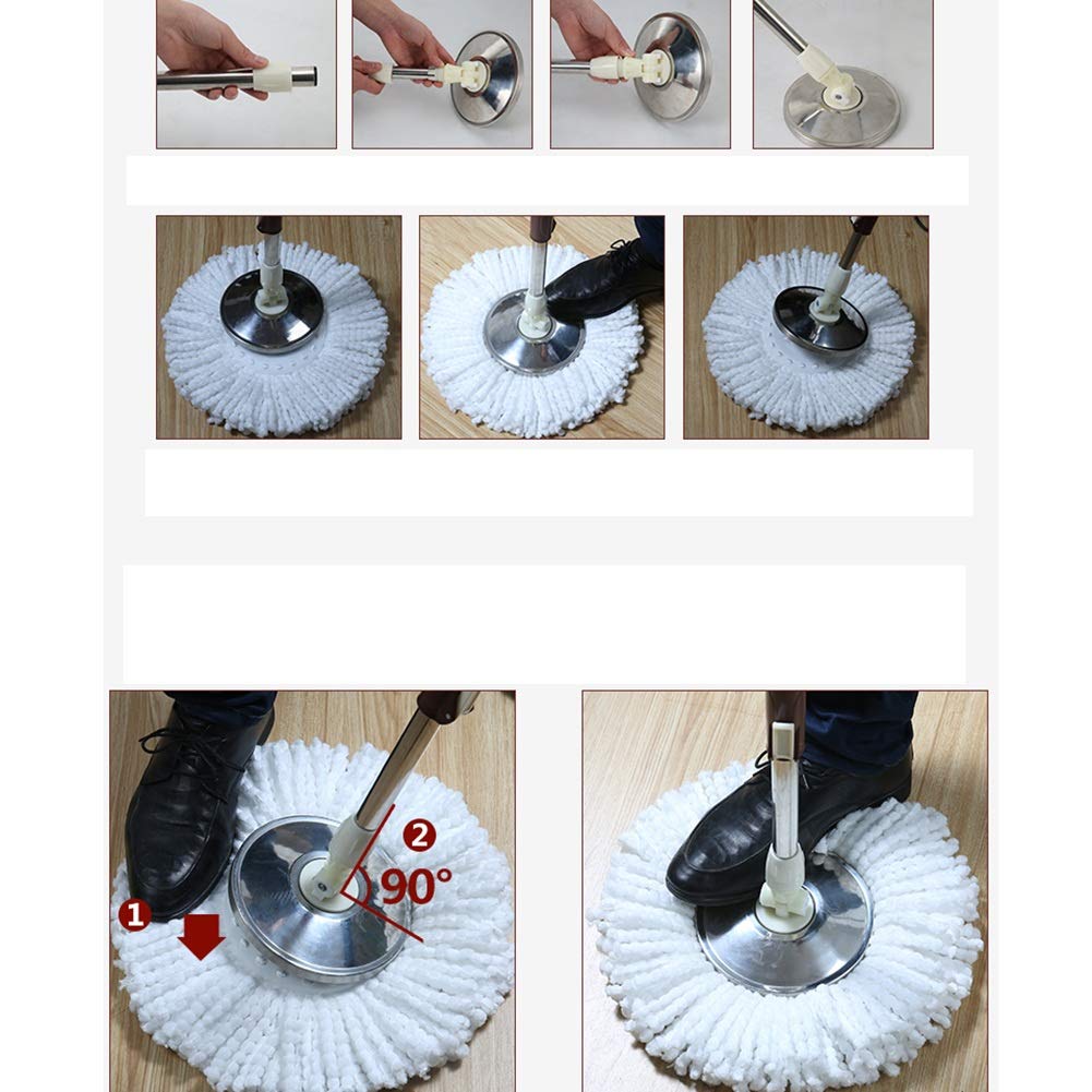 Axdwfd Wischmop Drehen Doppelter Antrieb Handdruck Automatische Trocknung Mop Eimer, 4 Wischköpfe Metallkorb