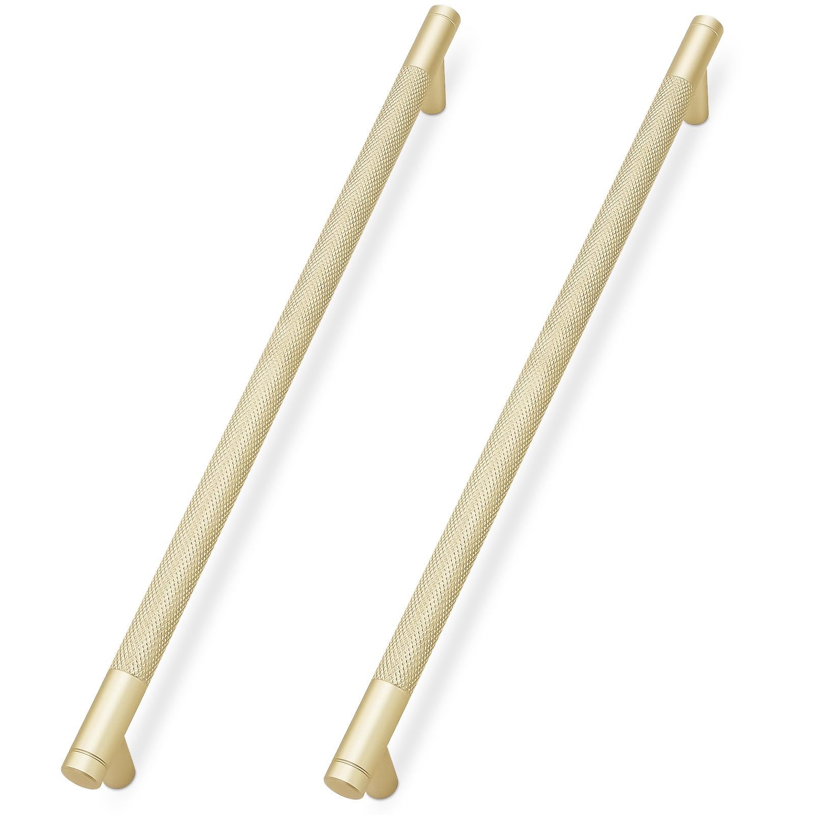 KOMOTIA 10 Pack Brushed Gold Cabinet Pulls knurled 11-1/3 Inch Hole Centers Kitchen Cabinet Handles Gold Drawer Pulls Cabinet Hardware