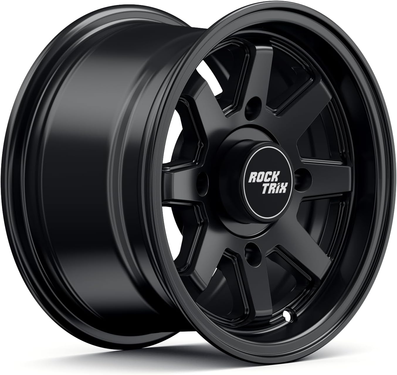 RockTrix RT116 12in ATV Wheels Rims 12x7 Matte Black, 4x156 Bolt Pattern, 4+3 offset, Compatible with Polaris Sportsman RZR Ranger - 4/156 (Set of 4)