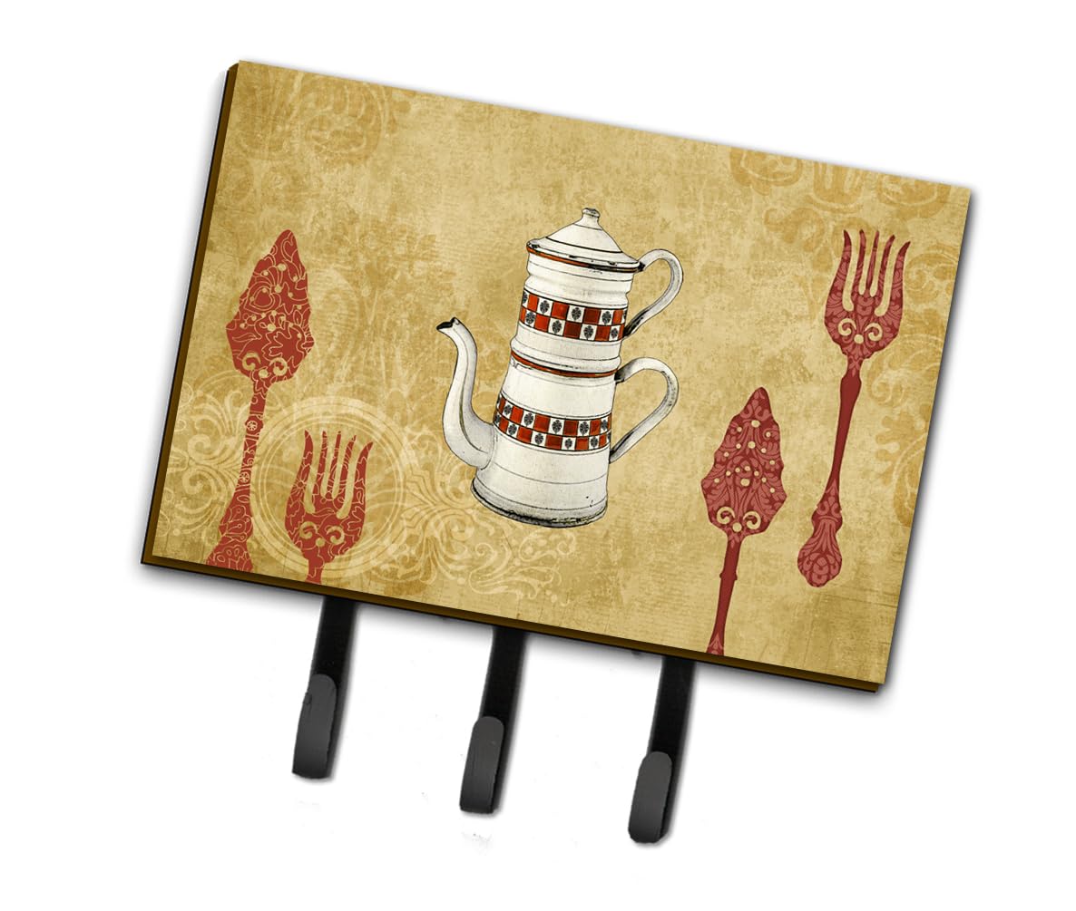 Caroline's Treasures SB3088TH68 Teapot Welcome Leash or Key Holder, Wall Hooks, Key Hooks Holder, Coat Rack Wall Mount, Coat Hooks, Hooks for Hanging