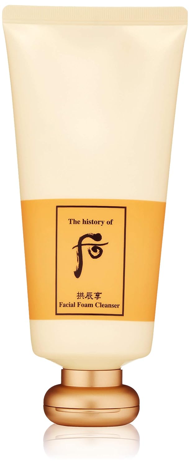 the history of whoo gongjinhyang facial foam cleanser | rich & gentle foaming cleanser for facial grime & makeup removal | fine & abundant foam bubbles for mild cleansing effect, 180ml