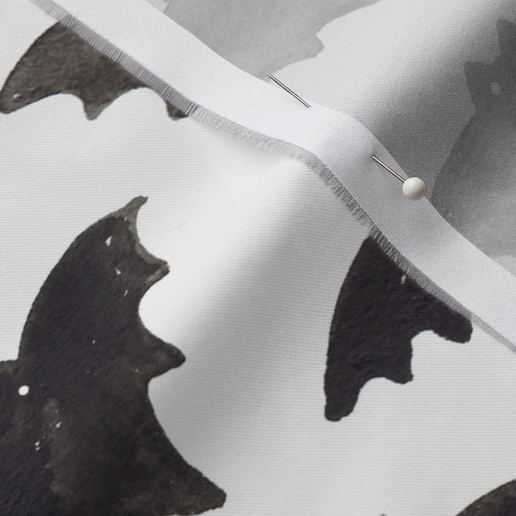 Spoonflower Fabric - Watercolor Bats Large Halloween Bat Print Black Printed on Organic Cotton Sateen Fabric by The Yard - Sewing Quilting Apparel Home Decor