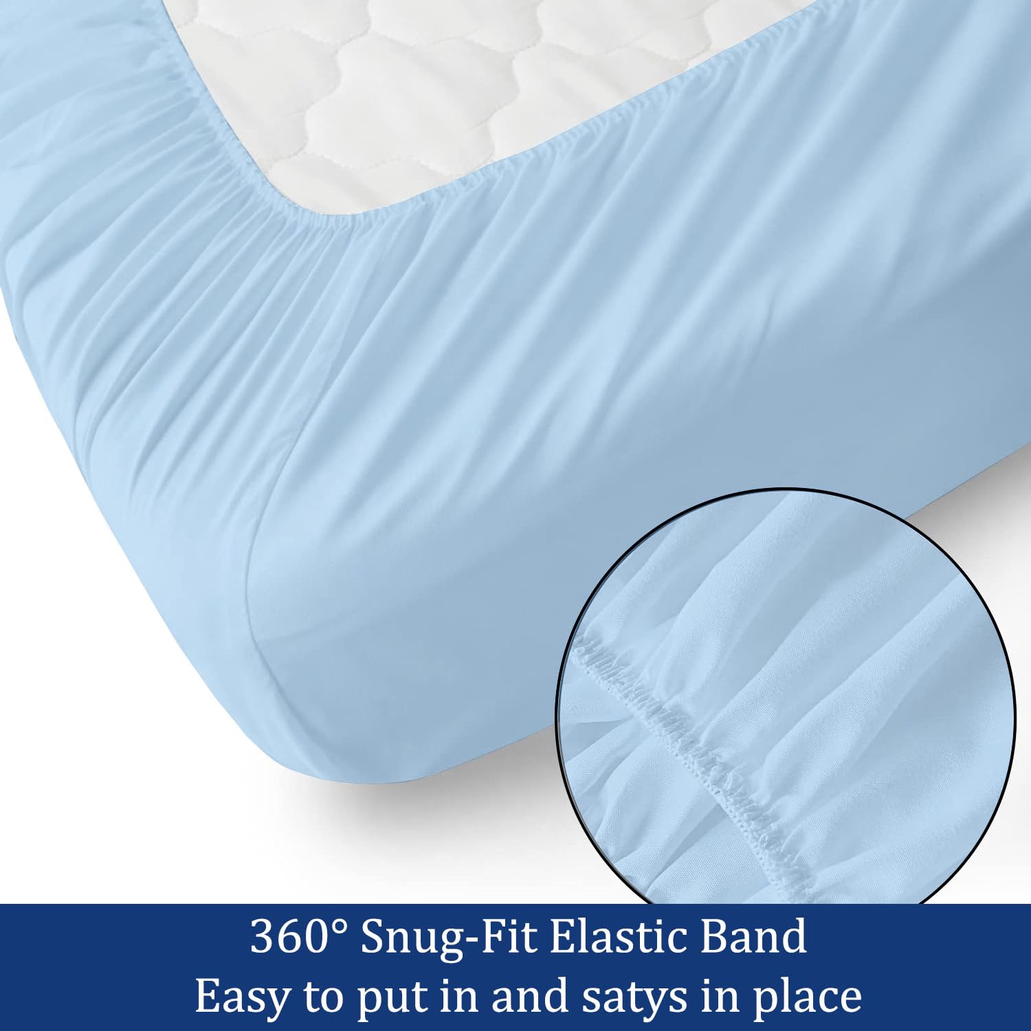 SKY BEDDINGS Juego de sábanas para cuna, 76,2 x 190,5 cm, algodón egipcio de 600 hilos, color azul claro