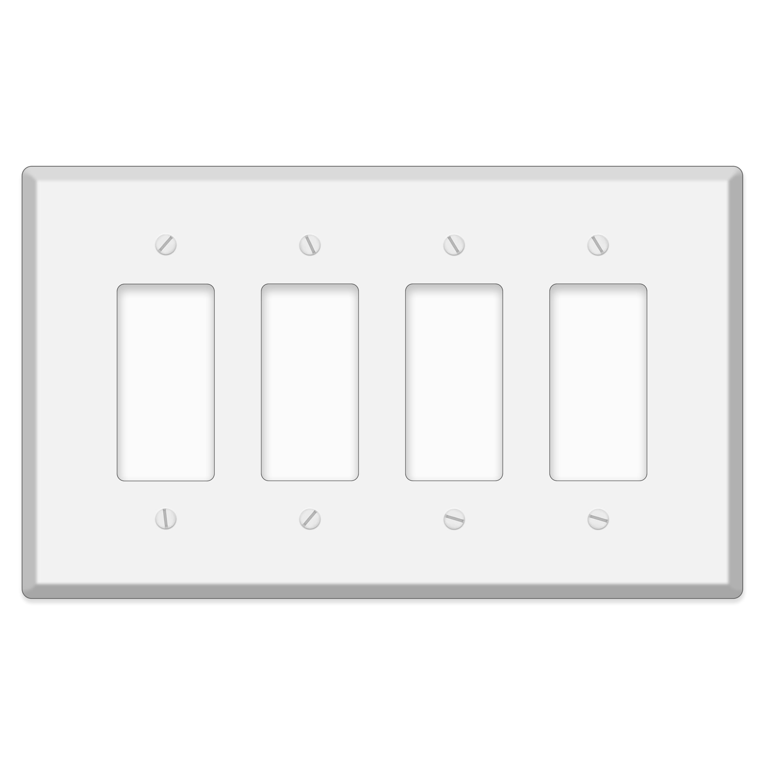 4-Gang Oversized White Metal Rocker Switch Wall Plate – 9.5" x 5.5" Jumbo GFCI Outlet Cover, Heavy-Duty Painted Steel, Corrosion-Resistant, Universal