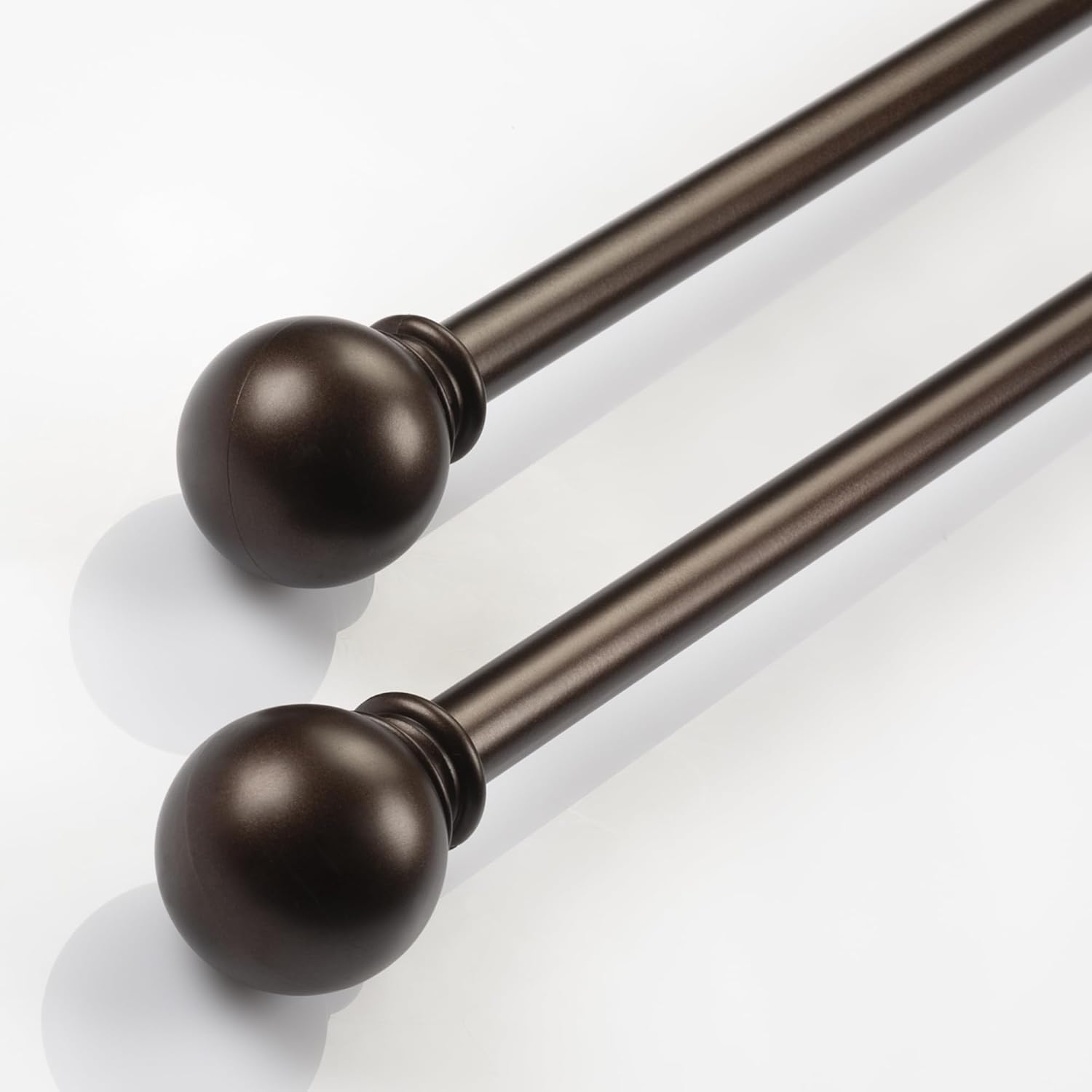 Deco Window 2 Pack Brown Curtain Rods for Window 28 to 48 Inch 5/8 Inch Diameter Drapery Pole with Ball Finial Modern Adjustable Heavy Duty
