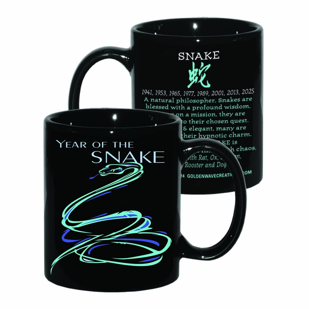 Asian Oriental Chinese Zodiac Coffee & Tea Mug Year of the Snake: Birth years 41, 53, 65, 77, 89, 01, 2013, 2025