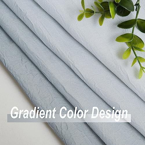Chiffon Sheer Ombre Curtains For Living Room, Rod Pocket Special Crinkle Gradient Grey Semi Sheer Window Treatments Privacy With Light For Bedroom Kids Room, All Season, 42"X63"X2 #TOP3