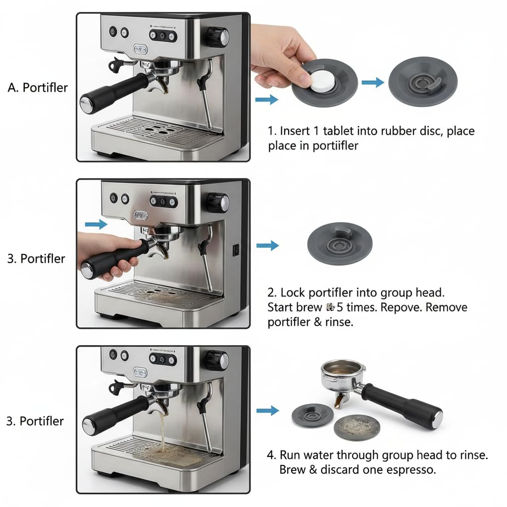 2 dischi per la pulizia dell'espresso e 12 pastiglie per la pulizia compatibili con macchina da caffè Ninja Luxe, in silicone da 54 mm