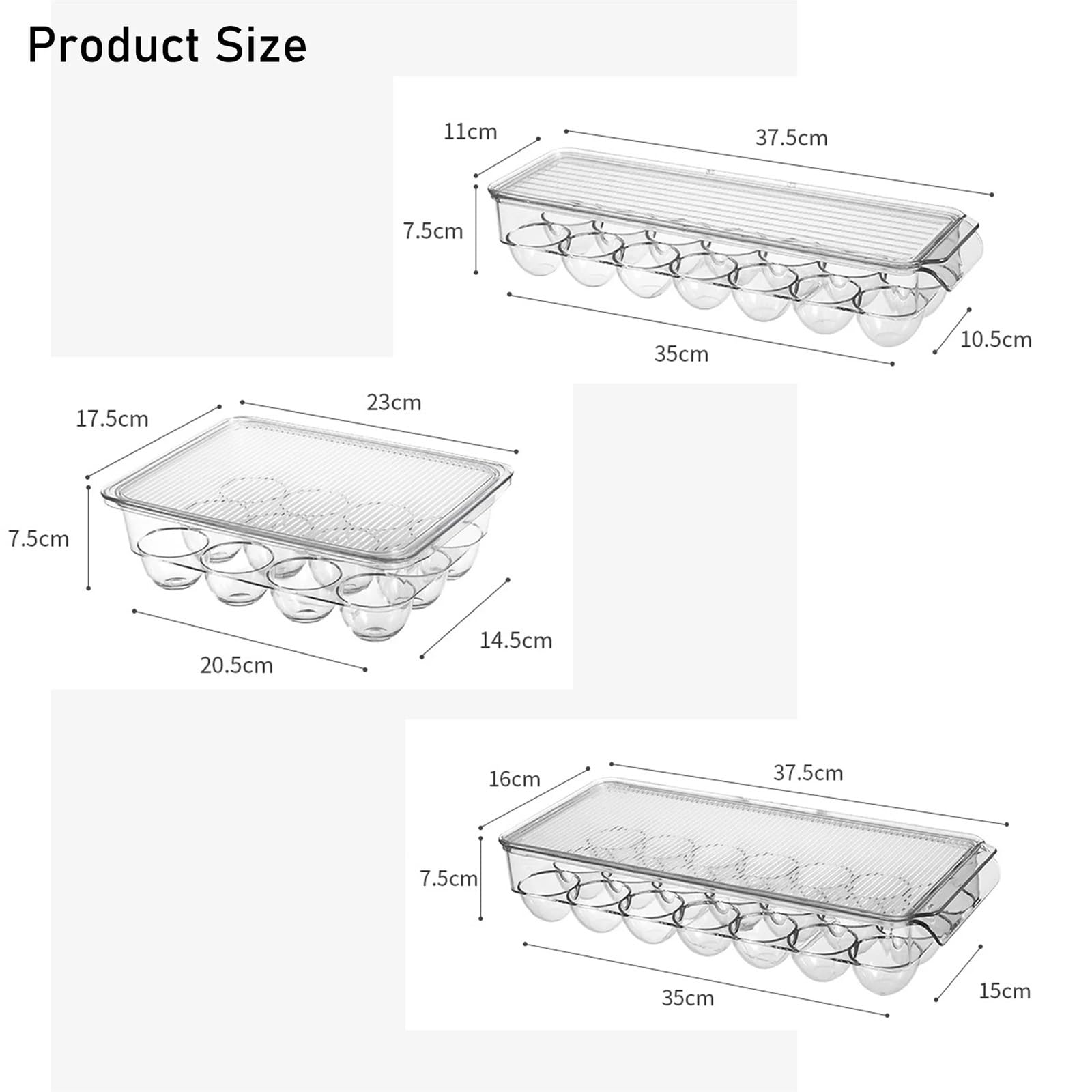 Organizador Nevera Contenedor de huevos con tapa, caja de plástico for almacenamiento de huevos, bandeja apilable for huevos, refrigerador, organizador de mantenimiento fresco, caja de almacenamiento