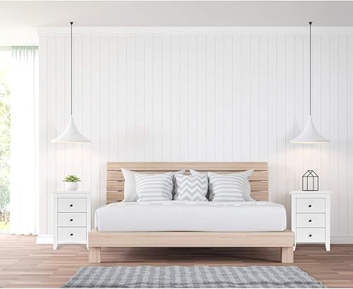 Miniatura 9 de Safeplus Mesita de noche, mesa auxiliar con 3 cajones, armario de almacenamiento lateral para dormitorio, mesa auxiliar de madera, patas de madera