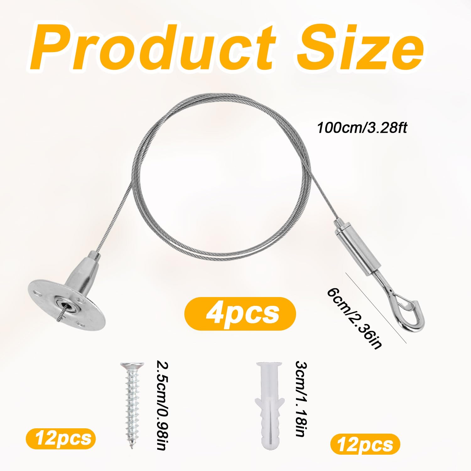 Tinoaly 4pcs Adjustable Hanging Wire Kit - Image 2