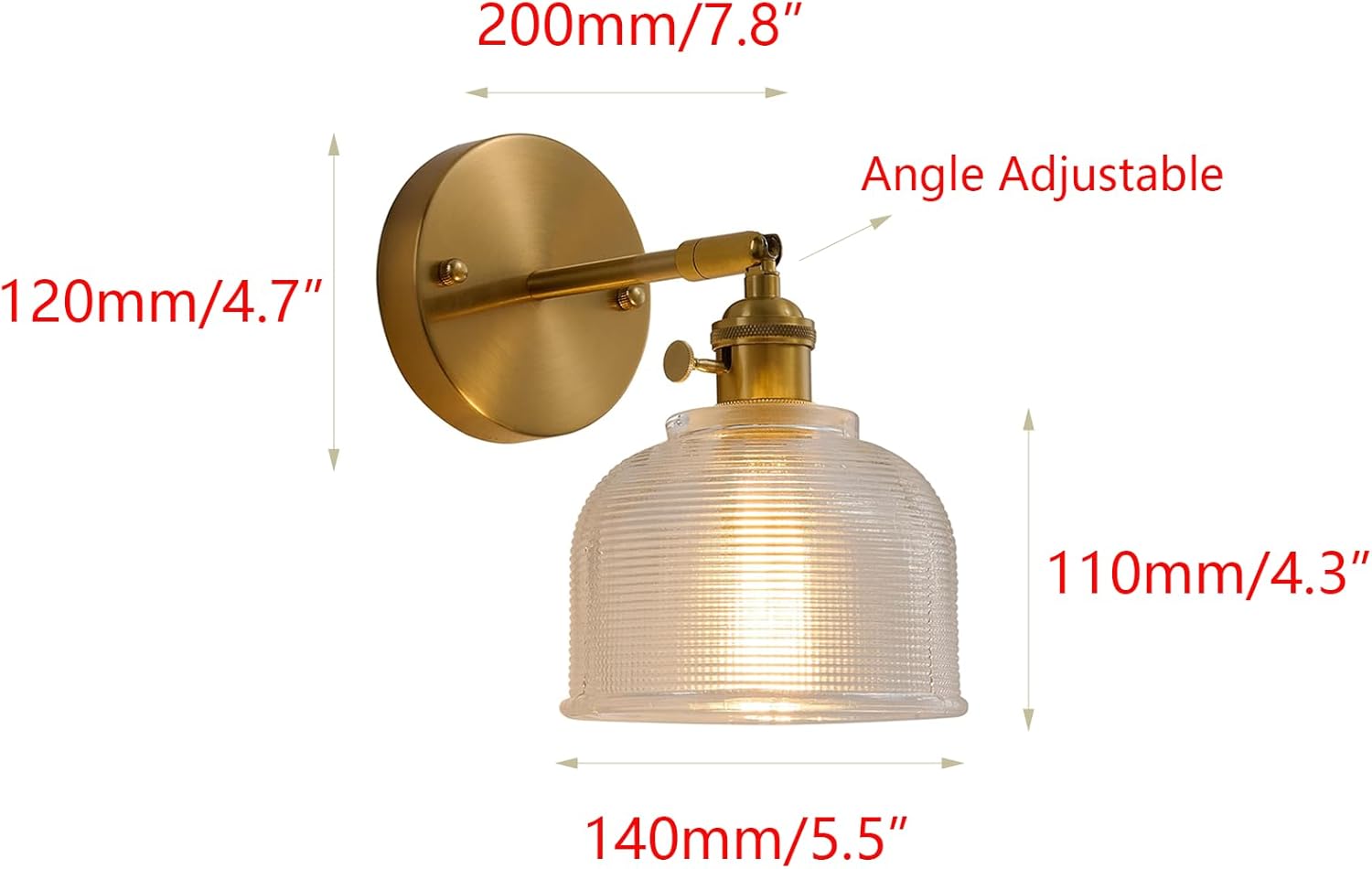 Retro Vintage Bedside Grey Glass Wall Lamp Sconces Gold Brass Switch with Thick Glass Lampshade Wall Light Fixtures for Bedroom