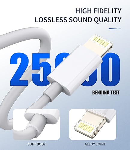 Miniatura 5 de Divisor auxiliar para iPhone 3 en 1 (paquete de 2) adaptador de conector de auriculares dual Lightning a conector de auriculares de 0.138 in,