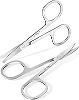 Brillirare 2-Pack Precision Grooming Scissors: Curved & Rounded Japanese Steel for Nose, Eyebrows, Beard, Mustache Trimming