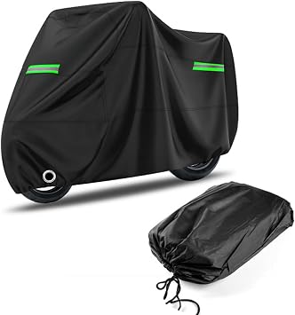 Motorcycle Cover for Kawasaki KLR 650 1987-2025 Premium Waterproof Durable All-Weather 190T Indoor Outdoor Protection Cover Accessories Black Green