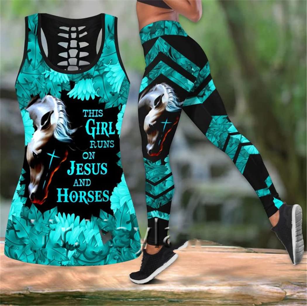 Love Horse Leaves 3D Printed Hollow Tanktop Frauen Sexy Weste Mädchen Kawaii Tank Tops Kleidung, Tanktops und Leggings, Large