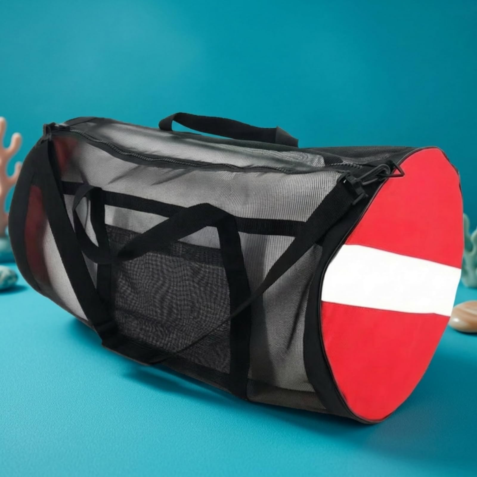 Baoblaze Borsa Sub Mesh Cilindrica Borsa da Immersione Sacca Attrezzatura Zaino Subacqueo con Tracolla Imbottita E Manico Rete Traspirante per Asciugatura