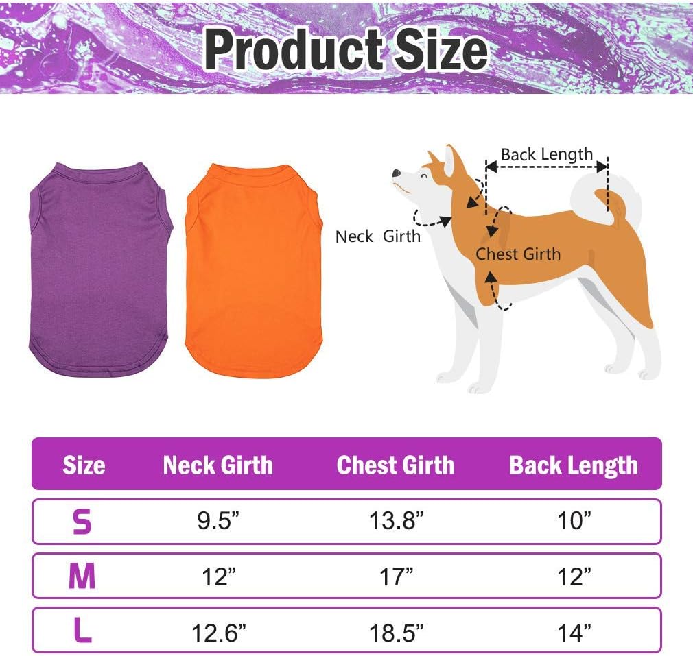 BINGPET Shirts for Small Medium Large Dogs - 2 Pack Summer Cool Dog T Shirt Clothes Soft and Breathable, Cute Puppy Apparel Outfits