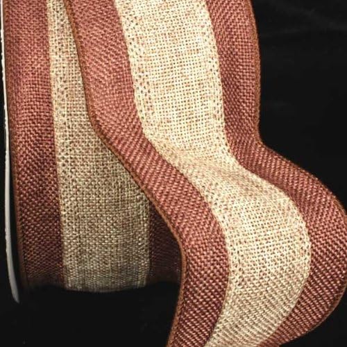 The Ribbon People Natural Tan & Milk Chocolate Brown Wired Fine Burlap Craft Ribbon 3" x 20 Yards