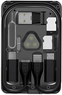 Yaazero Card Multi-Function Cable Card All-in-One Charging Cable Kit USB-C Cable with USB-A/Micro-USB/Adaptors Wirel Charger with Two Nano SIM Slo/TF Card Reader/1W LED Light//Phone Stand/Card