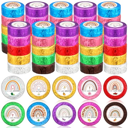 Swiffen 50 Pcs Valentine Spa Party Gifts Shower Aromatherapy Steamers Bulk with 10 Scents Team Appreciation Inspirational Gifts Bulk Boho Rainbow Individually Wrapped Shower Bombs for Women