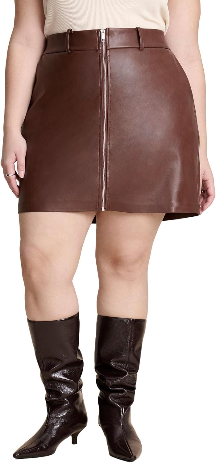 ELOQUII Women's Plus Size Faux Leather Mini Skirt